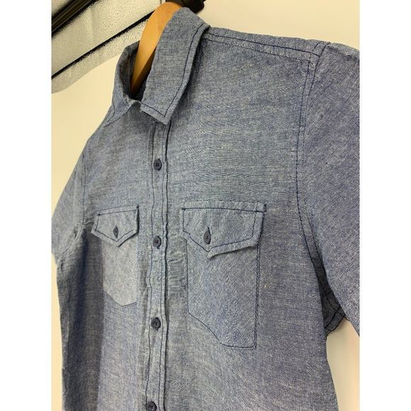 Mens Burnside Button Shirt Short Sleeve Chenile Southwest Logo Medium 0997 - Picture 3 of 6